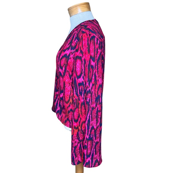 Eighty Six Brand Snake Print Faux Wrap V-Neck Blouse w/ Wide Sleeves Oversized S - Picture 10 of 14